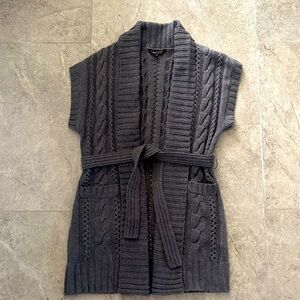 BCBG cable knit tie front sweater